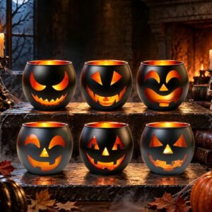 Kerzenhalter für Halloweendeko, 6 Stück Halloween Teelichthalter