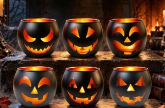 Kerzenhalter für Halloweendeko, 6 Stück Halloween Teelichthalter
