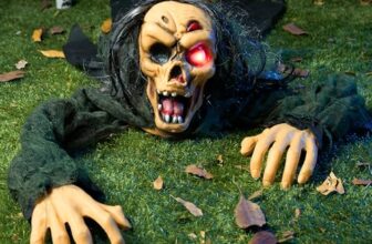 JOYIN Halloween-Dekor Zombie Groundbreaker (grün) mit gruseligem Sound und leuchtenden Augen, Beste Halloween-Dekorationen, Spukhaus, Rasen, Hofdekoration