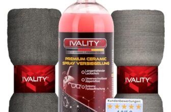 IVALITY Ceramic Versiegelung Auto 750ml mit Abperleffekt – Inkl. 2 Mikrofasertücher, Schützt den Lack und verstärkt die Farbtiefe, Keramikversiegelung, Felgen & Lackversiegelung Auto Spray