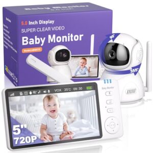 BURNNOVE Babyphone mit Kamera ohne WLAN, 5 Zoll IPS 720P, 3500mAh Akku
