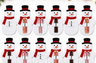 Geldgeschenk Weihnachten, 12 Schneemann-Geldhalter aus Filz, 13 x 8,5 cm