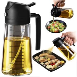 TrendPlain Ölsprüher für Speiseöl – Olivenöl Flasche – 2-in-1 Ölspender und Ölsprüher – Küchen Gadgets für Kochen, Salat und Grill Schwarz