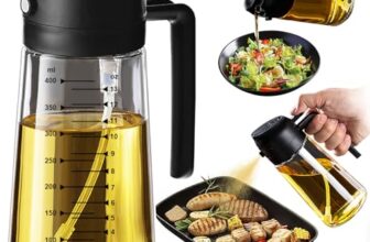 TrendPlain Ölsprüher für Speiseöl – Olivenöl Flasche – 2-in-1 Ölspender und Ölsprüher – Küchen Gadgets für Kochen, Salat und Grill Schwarz