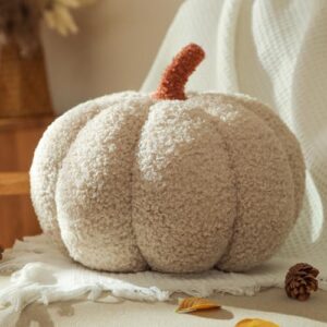 Yhoelata Halloween Kürbis Kissen, Kissen Kürbisform Cremeweiß Dekokissen, Pumpkin Pillows Herbst Zierkissen Aesthetic Sofakissen, Bett Deko Kissens Schlafzimmer, Geschenk 20 cm