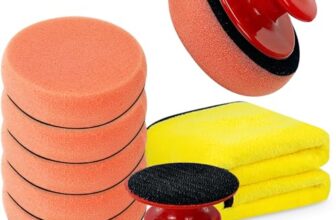 6stk Polierschwamm Auto Set, 90mm Polierset mit Rutschfestem Griff, Polieren Lammwolle Schwamm, Auto Schwämme Pads Polieraufsatz, Polierauflage, für Polieren Waschen, mit Handtuch zum Polieren Schaber