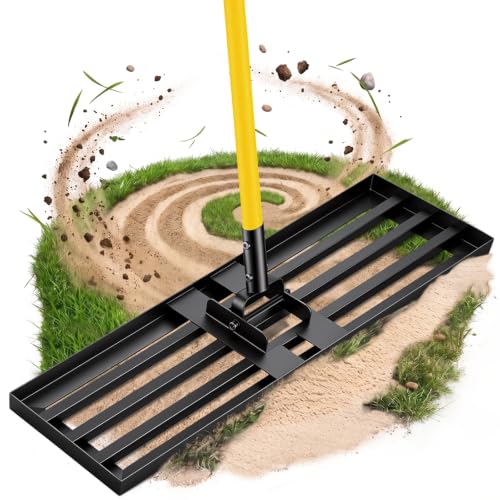 BlumeTrec Rasen-Nivellierungsrechen, 2,13m, 76 x 25cm, Nivellierwerkzeug, robust, müheloses Rasen-Nivellierwerkzeug, Stahlgriff, Rasennivellierer für Hof, Garten, Golfplatz, einfache Ebene