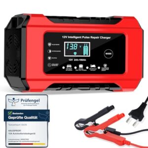 Autobatterie Ladegerät 12V 6A, HAUSPROFI KFZ Batterieladegerät mit Reparaturfunktion & Wintermodus, Erhaltungsladegerät für Auto, Motorrad, AGM, Gel Batterie