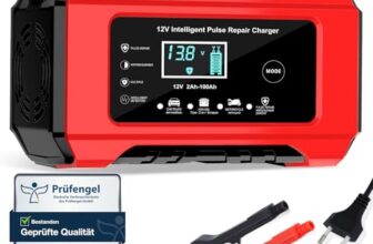 Autobatterie Ladegerät 12V 6A, HAUSPROFI KFZ Batterieladegerät mit Reparaturfunktion & Wintermodus, Erhaltungsladegerät für Auto, Motorrad, AGM, Gel Batterie