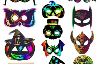 18 pcs Halloween Kratzbilder, Magische Bunte Regenbogen-Scratch-Papierkarte Scratch Crafts Kinder Set mit Bändern Kratzstift Scratch Art zum Basteln für Allerheiligenfest Party Deko DIY Handwerk