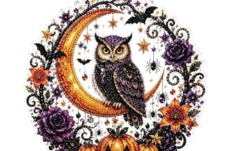 Pemarcy Diamond Painting Halloween Deko Geist Anhänger (eule)
