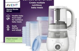 Philips Avent Geschenkset mit Dampfgarer und Mixer – 4-in-1-Babynahrungszubereiter, Dampfgaren, Mixen, Entfrosten und Aufheizen von Babynahrung, mit Milchbehältern und Deckeln, SCF883/20