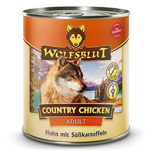 WOLFSBLUT – Huhn | Nassfutter mit wertvollen Superfoods für ausgewachsene Hunde. Alleinfutter ohne Zusatzstoffe in der Dose | 6x800g Huhn