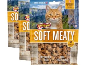 DeliBest Soft Meatys I Katzen Leckerlies aus Schweizer Hähnchenfleisch getreidefrei I halbfeuchte Leckerlies leicht verdaulich I Katzen Snack ohne künstliche Zusatzstoffe I Allergiker geeignet I 100g