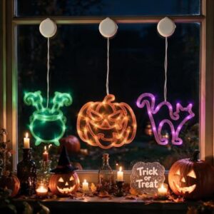 CNMTCCO Halloween Lichter Dekorationen, 3 Stück Halloween Fensterlichter