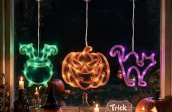 CNMTCCO Halloween Lichter Dekorationen, 3 Stück Halloween Fensterlichter