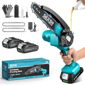 SEESII Mini Kettensäge mit Akku 6 Zoll, Kettensäge Elektrisch mit Auto-Oil