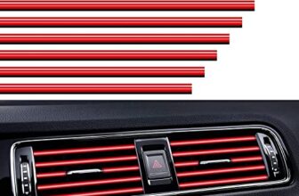 VICDUEKG 10 Stück Auto Lüftungsschlitz Dekoration, 20cm Auto Styling Zierleisten DIY Lüftungsgitter Innenausstattung Streifen, Auto Zubehör Innenraum für die Meisten Lüftungsschlitze (Rot)