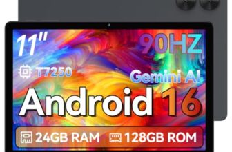 Tablet, Android 16 Tablet 11 Zoll 90Hz Display 24GB+128GB T7250 Octa-core Dual Camera 1280×800 HD 7000mAh Wi-Fi 6,BT 5.4 24GB(4+20) RAM 128GB ROM Support 1TB Expansion Widevine L1 GPS/13MP/GMS/OTG
