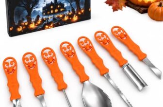 HOCOXW Halloween Kürbis Schnitzset 7 Stück, Professionelles Stabiles Edelstahl Kürbis Schnitzwerkzeug, Pumpkin Carving Tools Set für Halloween DIY Handwerk für Kinder und Erwachsene