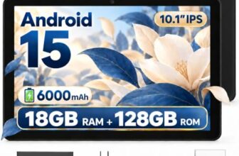 Keoaxll Tablet 10,1 Zoll Android 15 OS GMS-Zertifiziert, 18 GB (6+12) RAM, 128 GB ROM, 1 TB erweiterbar, Android-Tablet 1280 * 800 HD, 5G WiFi, BT5, 5 MP + 2 MP Dual-Kamera, 6000 mAh Akku, Schwarz