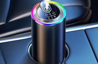 Towonshy Auto Lufterfrischer Duft Diffuser mit 50ml Parfüm, Hält 4-6 Monate, Ultraschall-Zerstäuber, Sprachaktiviertes Licht, Intelligente 3 Modi, Auto EIN-/Ausschalten, 1000mAh Akku, BJ 573(Ozean)