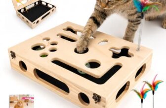 3 in 1 Kratzkiste für Katzen, mit 2 Katzenspielzeug Spielangeln und 3 Balls