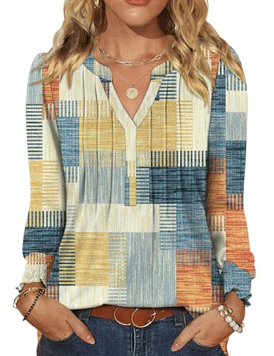 Rapbin Bluse Damen Langarmshirt V Ausschnitt Oberteile Elegant Pullover XL