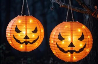 SLWOO Halloween Deko Outdoor, 2 Stück 30CM Orange Kürbis LED Jack-O-Lantern