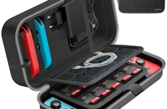 OIVO Switch Tasche für Nintendo Switch/OLED-Modell, große Tragetasche für Joycon und EU Netzteil, Harte Hülle mit Aufbewahrung für 20 Spiele & Zubehör, Grau