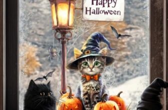 Herbst Halloween Thanksgiving Fensterbilder Fensterfolien Statische Fensteraufkleber Katze Kürbis Herbstblatt Wandaufkleber für Fenster Herbst Dekor (B)