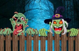 Zaun Dekoration Halloween Garten Hof Kunst Zeichen Pfähle,Hof Dekorationen Hexe Zombie Spähen Zeichen Rasen im Freien Party Dekor Zaundekoration für Die Gartendekoration Innenhofdekoration Deko