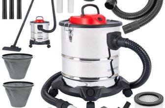 Lehmann Haddo Industriestaubsauger 2000W | Aschesauger für Kamin mit Doppelfilteranlage | Kaminsauger Ascheschlucker | Nass Trockensauger mit 20 Liter Edelstahltank, Silber