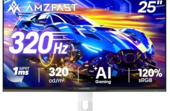 Amzfast Gaming Monitor 25 Zoll, 320Hz, 1920×1080 FHD, 1ms MPRT, Fast IPS, Adaptive Sync, HDR, 120% sRGB, 320cd/㎡, Schlankes Gehäuse, TÜV Blaulichtfilter, HDMI 2.0&DP 1.4, VESA100x100mm, AMZG25F6F