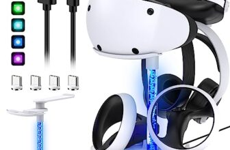 Ladestation für PS VR2 mit RGB-Licht, vertikale Ladeständer Dock Unterstützung für PSVR2 Headset Display, PSVR2 Zubehör für PlayStation VR2 mit 4 Typ-C magnetische Adapter für Sense Controlle