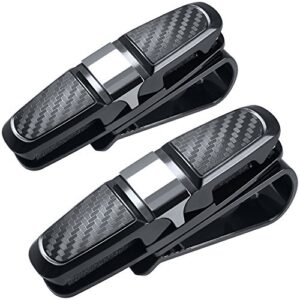 FineGood 2 Pack Brillenhalter für Auto Sonnenblende, Sonnenbrillen Brillen mit Kartenkarten Clip – Schwarz