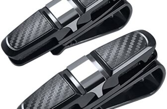 FineGood 2 Pack Brillenhalter für Auto Sonnenblende, Sonnenbrillen Brillen mit Kartenkarten Clip – Schwarz
