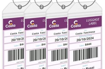 Costa Kofferanhänger [4er-Pack] – Wasserfest & Robust aus Transparentem PVC – Gepäckanhänger für Costa Kreuzfahrten 2026, 2027, 2028 – Kreuzfahrt Zubehör