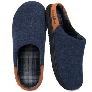 LongBay Herren Strick Hausschuhe mit Memory Foam, Gestrickt Blau 41