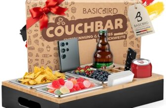 BASICBIRD® Couchbar Snackbox – Holz Sofatablett für Sofa (Black Body)