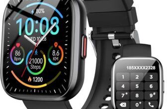 Ddidbi Smartwatch Damen Herren, Fitnessuhr Damen mit Telefonfunktion 1.85″ Zoll Touchscreen, IP68 Wasserdicht Smart Watch mit schrittzähler Schlafmonitor, Uhren Herren für Android iOS, Schwarz