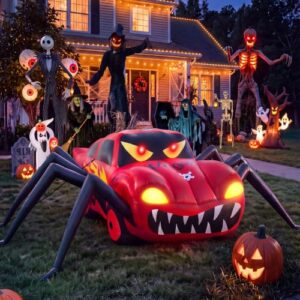 Kaitenv 4.57M Aufblasbare Halloween Deko Outdoor Spinne mit LEDs Rennspinne