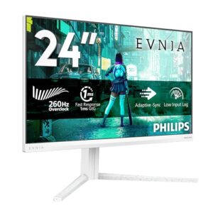 PHILIPS Evnia Gaming Monitor 24M2N3201P 24 Zoll FHD, 260Hz, Fast IPS Panel, 1ms GtG, Adaptive Sync, HDR10, G-Sync Compatible, Höhenverstellung,(1920×1080 HDMI 1x 2.0 DP 1x 1.4) Weiß