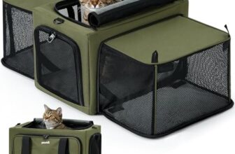 Pecute Transportbox Katze für Katzen & Kleine Hunde, Erweiterbar, Grün