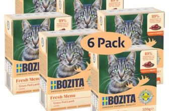 Bozita Tetra Häppchen in Sauce mit Lamm – 6x370g Getreide- & zuckerfreies Nassfutter für Katzen ohne Gentechnik – 7,5% Protein & 5% Fettgehalt – hochwertig & besonders schmackhaft