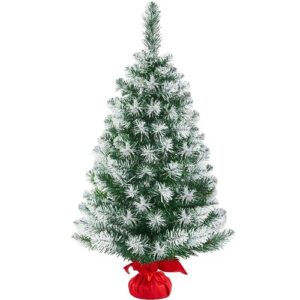 Yaheetech 90cm Mini künstlicher Weihnachtsbaum mit Schnee, Tisch-Christbaum