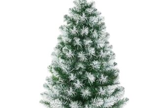 Yaheetech 90cm Mini künstlicher Weihnachtsbaum mit Schnee, Tisch-Christbaum