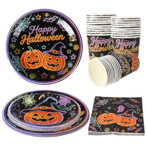 AEYURUID 100‑teiliges Halloween Teller Geschirr‑Set für 20 Gäste Party Deko