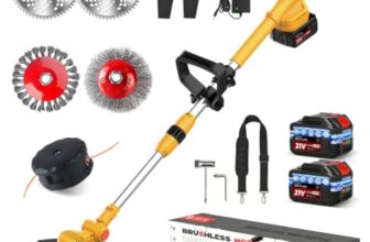 ZHHR Rasentrimmer mit Akku für Makita-Akkus, 21V – 750W Motor -20000U/min, 4-in-1 Freischneider akku, 90° schwenkbarer Kopf & Teleskopstiel, Mit LCD-Anzeige – für Dickicht und hohes Gras