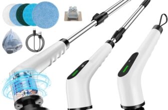 Elektrische Reinigungsbürste 9 in 1 Elektrische Putzbürste mit austauschbaren Bohrbürstenköpfen Electric Cleaning Brush mit Verstellbarem Griff und 3000mAh Akku für Bad/Küche/Auto/Fliesen
